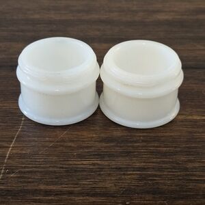 VTG 30s Hazel Atlas White Milk Glass Mini Makeup Containers No Lids X2